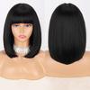 LISI HAIR Женские прямые волосы цвета красного вина до плеч с челкой из синтетического волокна, короткий прямой парик боб, однотонный парик боб