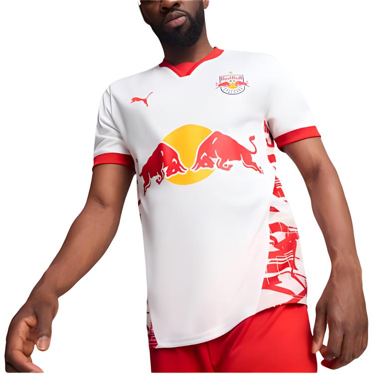 Puma Домашняя футболка Red Bull Salzburg Series Fashion Логотип Короткий рукав Влагоотводящая Футбольная майка Мужская Белый 776429-01