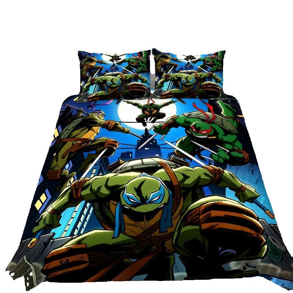 Exquisite 3D N-Ninja Wallpaper Cartoon Turtles Digital Printing Bedding Set Duvet Cover Comforter Bed Girl Boys Gift