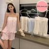 Женский летний пижамный комплект Cloud Cotton с нагрудной подкладкой, бретельками-спагетти, шортами и сексуальным чистым стилем.