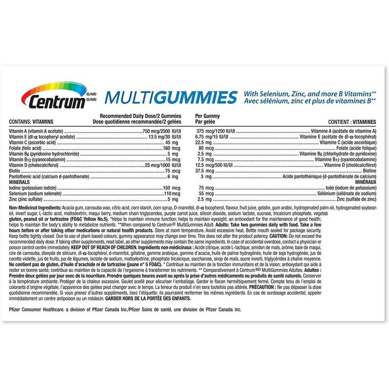 Easy-to-eat, delicious adult gummy jelly Centrum comprehensive multivitamin 130 gummies