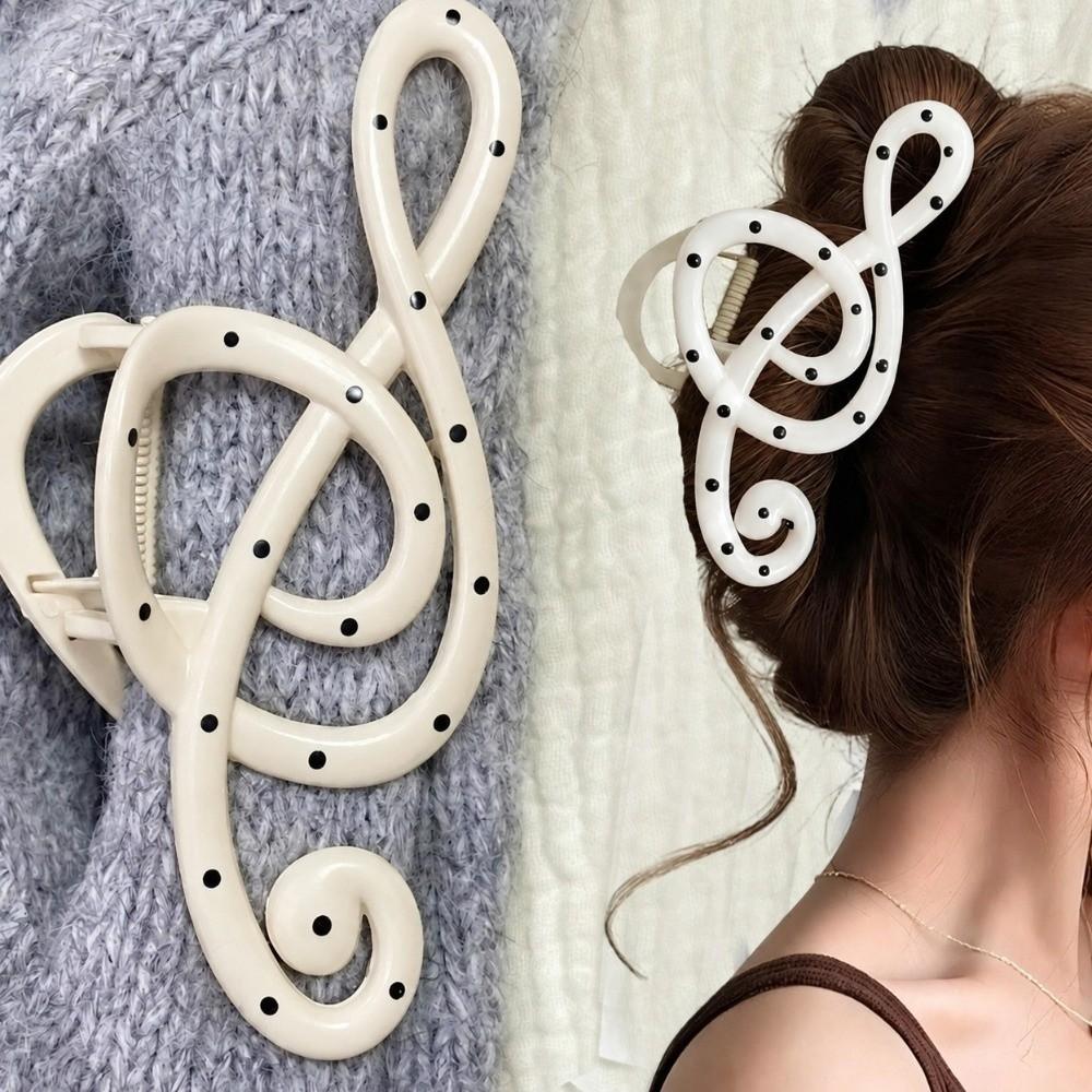 Minimalist Shark Clip Headwear Polka Dot Hairgrip Sweet Style Musical Note Hair Claw Headdress