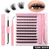 GROINNEYA DIY Eyelash Extension Kit Individual Lashes Cluster Mix Lash Clusters with Lash Bond and Seal and Lash Accessories