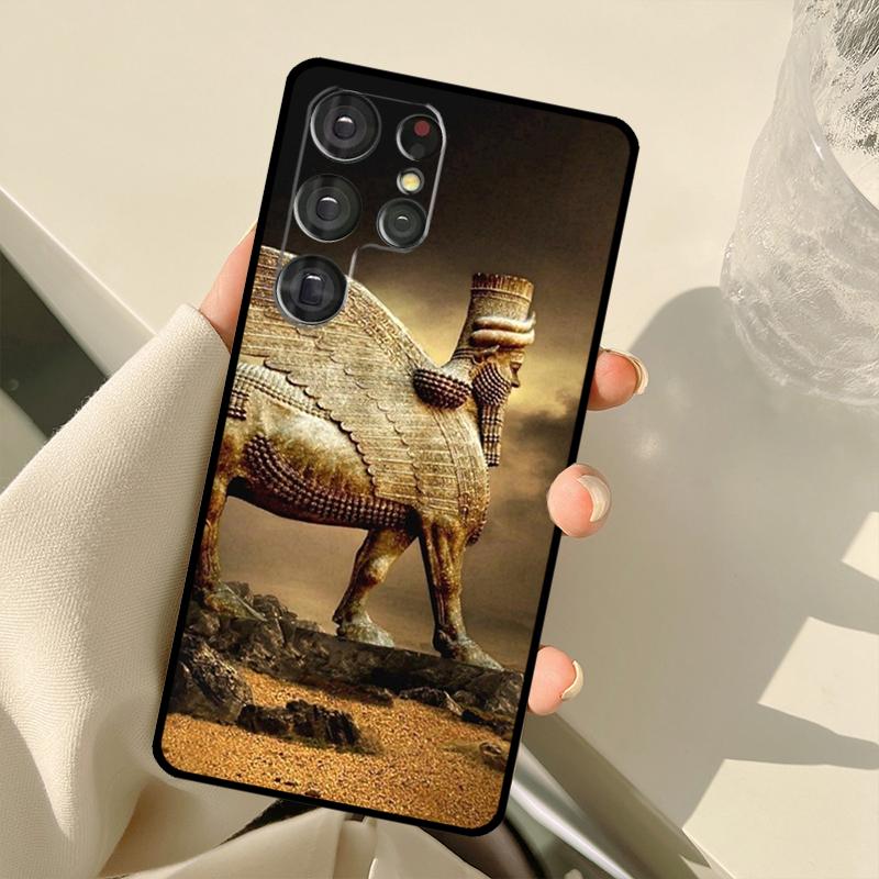 Lamassu Assyrian Winged Bull Case For Samsung Galaxy S23 Ultra S21 S22 S24 S25 Ultra S9 S10 Plus S25 FE S20 FE Back Cover