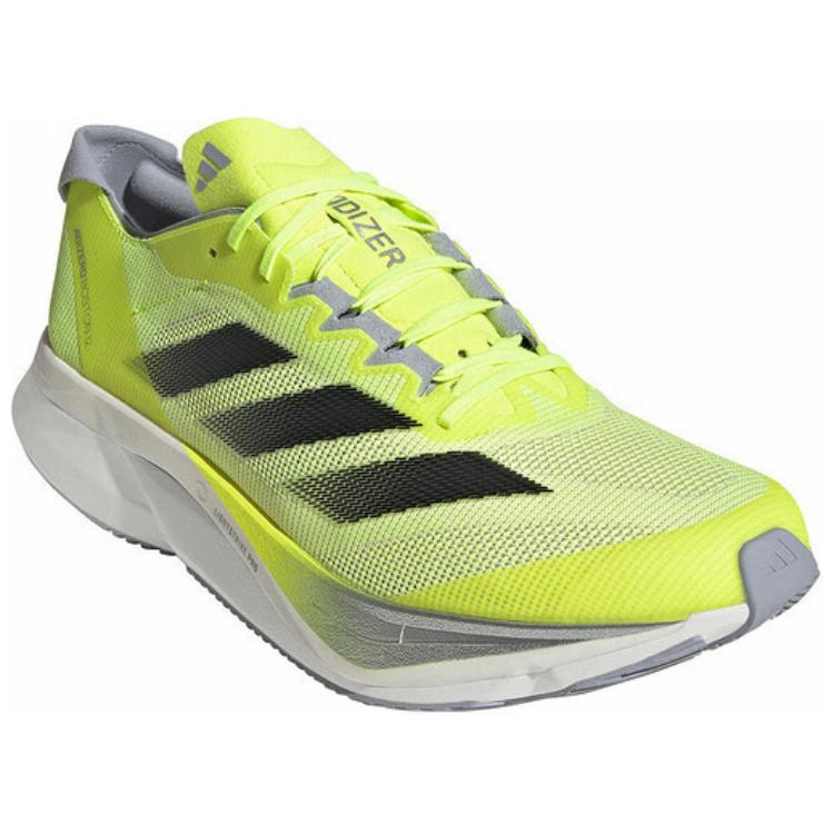 New Adidas Adizero Boston 12 Lucid Lemon Core Black Silver Metallic JQ2553