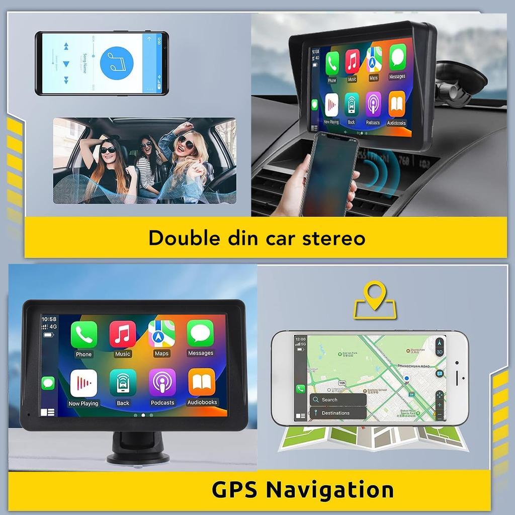 Новейшая портативная автомагнитола 2024 года, беспроводной CarPlay и Android Auto, автомобильный CarPlay с креплением на приборную панель