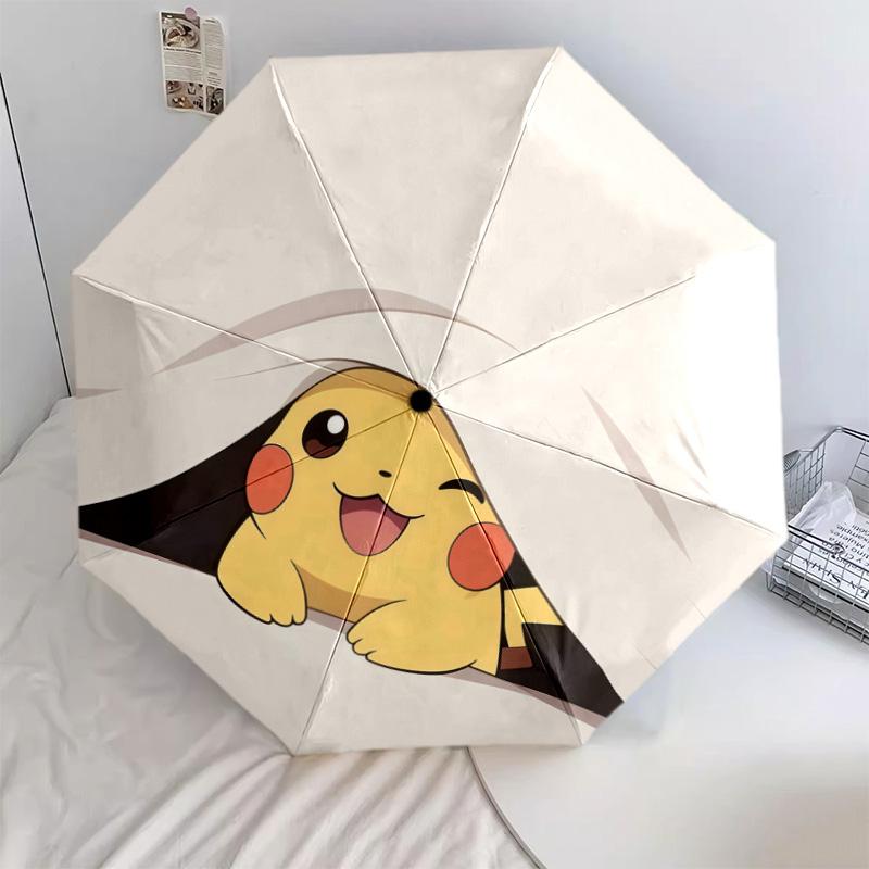 Various Pikachu 8-Rib Auto Folding Umbrella, Portable Anti-UV Umbrella, Perfect Gift for Home & Travel Use