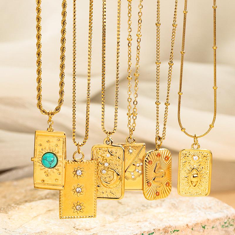 Европейский и американский стиль 3D кулон-ожерелье с картой Таро с инкрустированными микро-бриллиантами