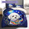RainbowPuppy Pattern Bedding Quilt Set Quilt Cover Pillowcase Home Decoration Birthday Gift (1 * duvet cover + 2 * pillowcase, without core)