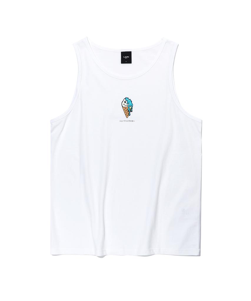 LMN3011 Ice Cream Sleeveless Tee - White