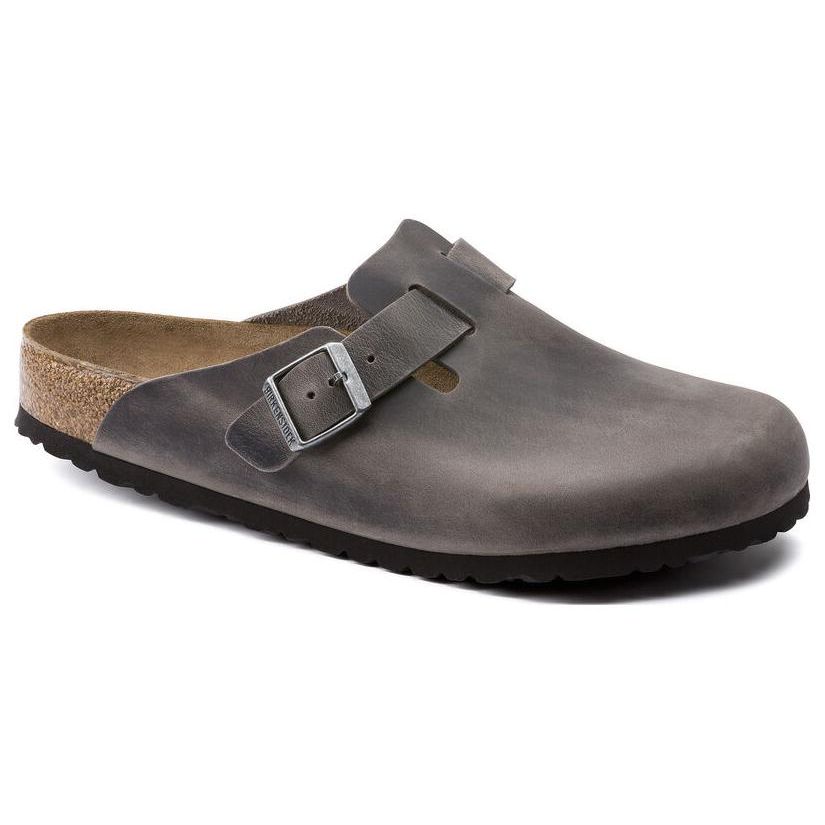 Birkenstock Бостон Кроссовки унисекс с мягкой стелькой из промасленной кожи, узкие, серые 1013256
