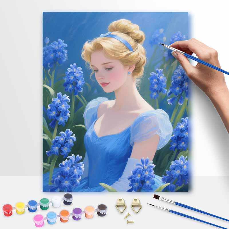 Disney Синяя Цветок Золушки Масляная Живопись по Номерам Арт-Набор Домашний Декор Подарок