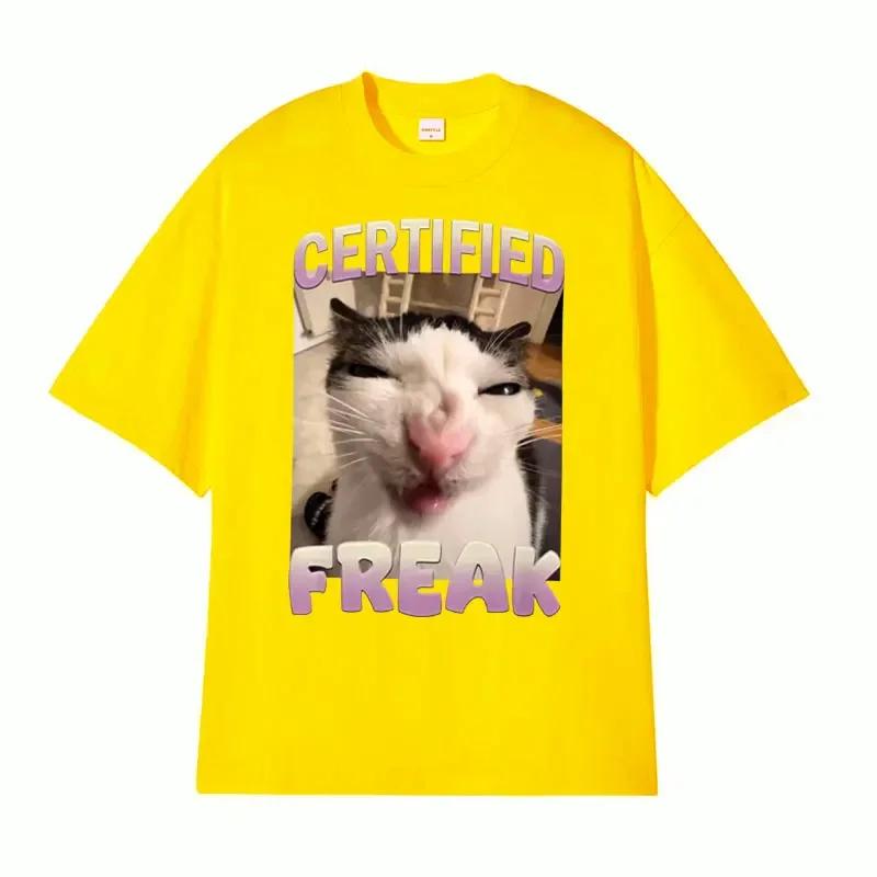 Certified funny cat meme Tshirt with humorous cat expressionsUnisexs summer fashion oversized Tshirt