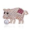 Брошь в виде бриллиантовой свиньи Креативная мода Серия «Животные» Брошь Одежда Универсальная женская жемчужная бутоньерка