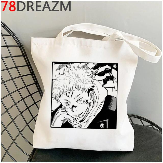 Сумка для покупок Jujutsu Kaisen, хлопковая многоразовая сумка для покупок, сумка для покупок, sac cabas bolsa compra bolsas ecologicas, тканевая сумка tissu