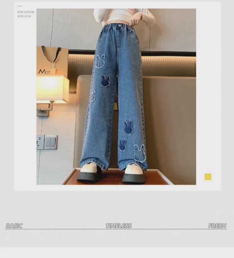 Модные джинсы широкого кроя для девочек: Модный весенне-осенний стиль для детей постарше