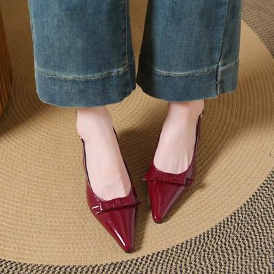 2025 новые женские дизайнерские туфли на высоком каблуке - модные туфли с ремешком и сексуальным бантом, элегантные сандалии на тонком каблуке с острым носком для повседневной носки