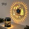Festive Projection Lighting for Holidays Solar Christmas Light, Waterproof Metal Wall & Fence Lantern, Warm White And Multi Decorative Lamps