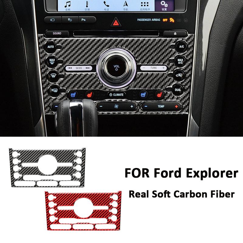 For Ford Explorer Carbon Fiber Auto Central Console Radio CD Control Panel Modification Decoration Sticker Interior Accessories