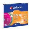Verbatim DVD-R 16x - Pack De 5 - Boitier Fin - 4.7 Go - Couleur