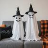 Halloween Ghost Decoration Outdoor Glowing Ghost with Witch Hat DIY Expressions