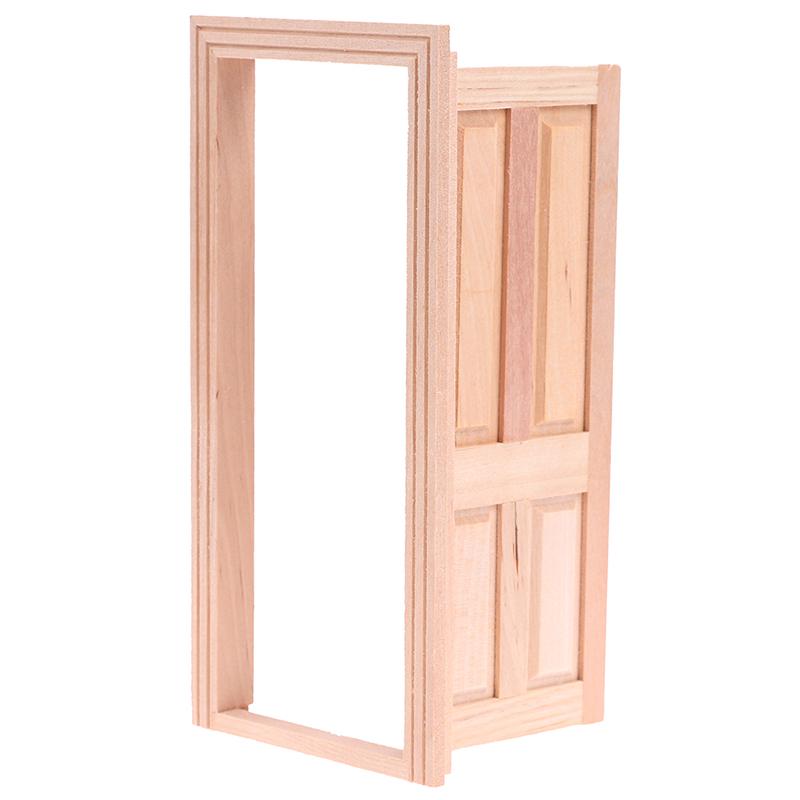 1/12 Кукольный домик Миниатюра 4 Панель Интерьер Деревянная Дверь Diy Модель Аксессуары Игрушки