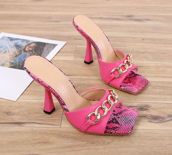 Новые летние женские тапочки с леопардовым принтом, модные туфли с открытым носком и высоким каблуком, босоножки на каблуке, туфли-лодочки st76