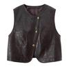 Women's Short Sheepskin Leather Motorcycle Vest - Autumn/Winter Korean Style Outerwear
