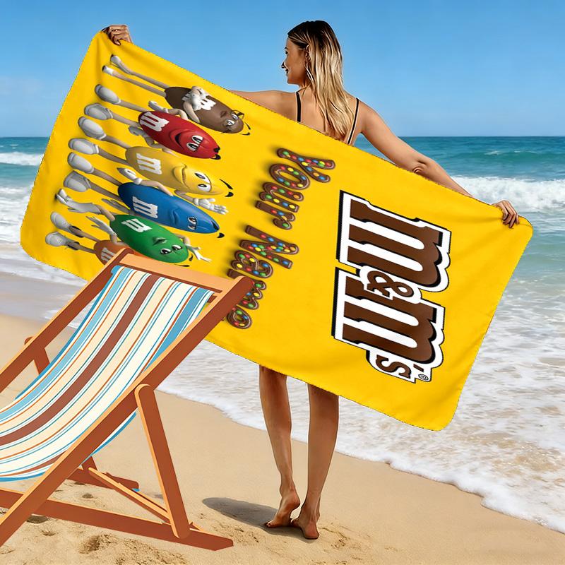 Custom Name M&M's Print Beach Towel, Large Soft Quick Dry Towel for Beach Camping Swimming -HE68