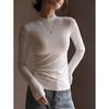 Spring New Versatile Small Stand-up Neck Threaded Slim and Thin Long-sleeved T-shirt Women's Niche Inner Top