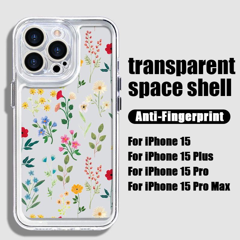 Прозрачный чехол с цветочным принтом для iPhone 16 15 14 11 Pro Max 13 12 Mini 15 14 Plus XR Xs Max 7 8, защита объектива, ударопрочный цветной силиконовый чехол