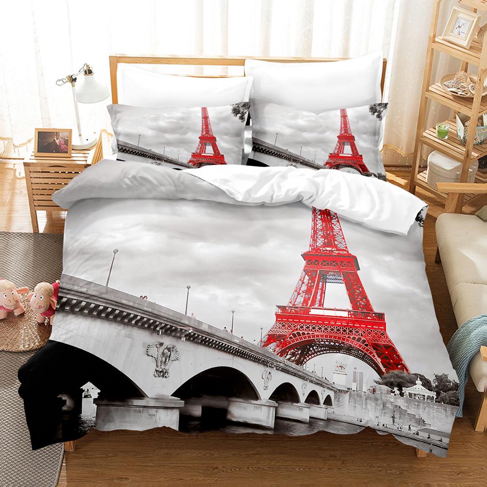 British Urban Architecture Bedding Set Vintage City Telephone Booth Soft Polyester Duvet Cover Set For Luxury Bedroom Decoration