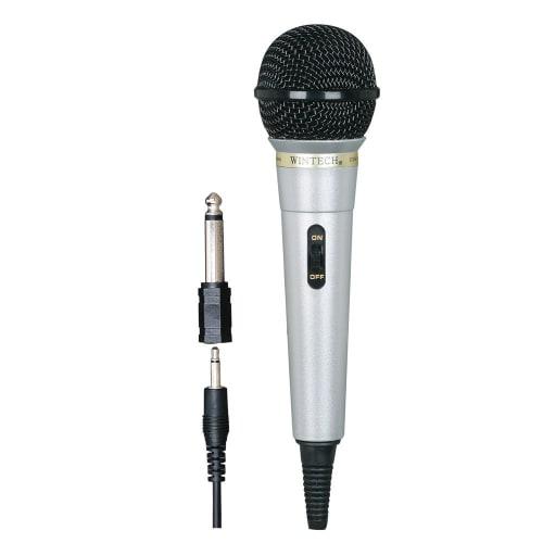 WINTECH Dynamic Microphone DSM-01 for Karaoke, Speech, and Vocals, Compatible with Mini and Standard Plugs, 3m Cord, by Hiroka Bussan