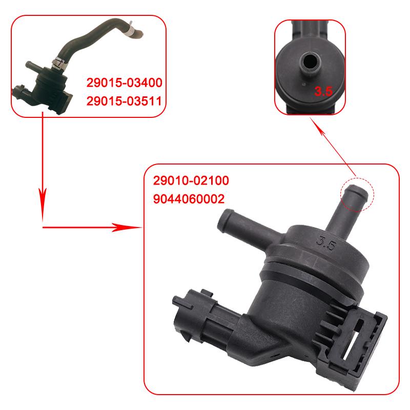 Vapor Canister Purge Control Valve Solenoid 29010-02100 9044060002 for Hyundai HB20 i10 Kia Picanto Rio 2901002100 # Hole 3.5