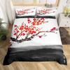 Cherry Blossoms Duvet Cover King for Women Ink Painting Black White Comforter Cover Romantic Theme Bedding Set with 2 Pillowcase