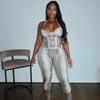 C25Jp339 European and American Women's Clothing Autumn and Winter New Style Elegant and Sexy Sleeveless Snake Print Suspender Slim Long Jumpsuit