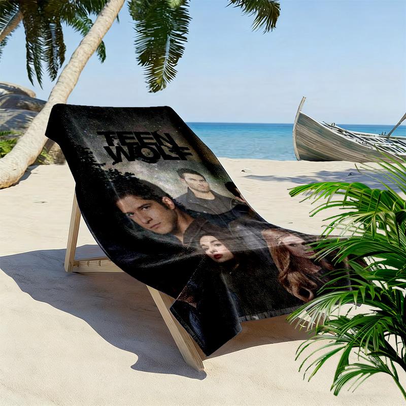 Teen Wolf Print Beach Towel, Large Soft Quick Dry Towel for Beach Camping Swimming
