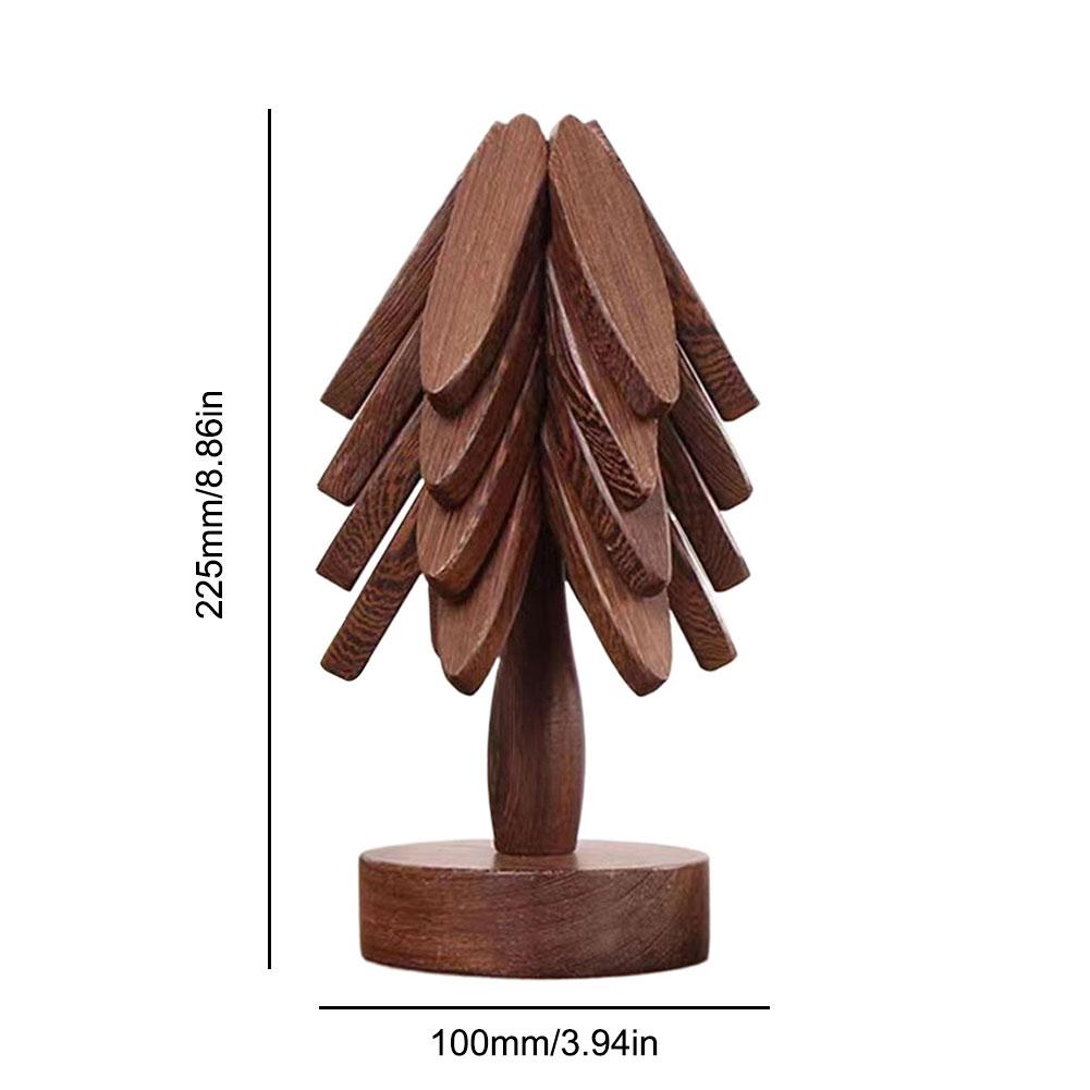 Creative Walnut Colored Tree Design Stand Wooden Trivets Decorative Anti Scald Heat Resistant Table Mat Coaster Wood Placemats P