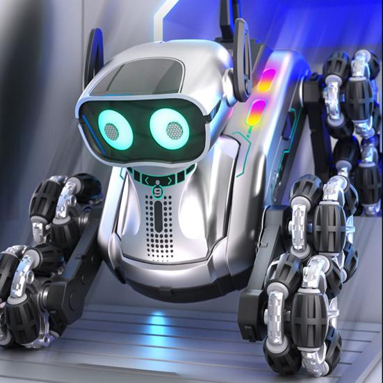 Игрушка-робот-собака с дистанционным управлением и светомузыкой, 8 колес, распознающая жесты, интерактивная механическая собака, обучающая детская электрическая игрушка-робот-робот-робот с дистанционным управлением для щенков