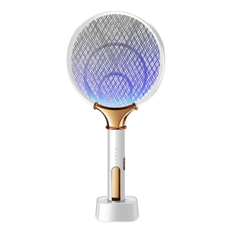 2 в 1 светодиодная бытовая электрическая мухобойка для борьбы с комарами 1200 мАч USB 3000 В бесшумная ловушка для борьбы с мухами и насекомыми-вредителями