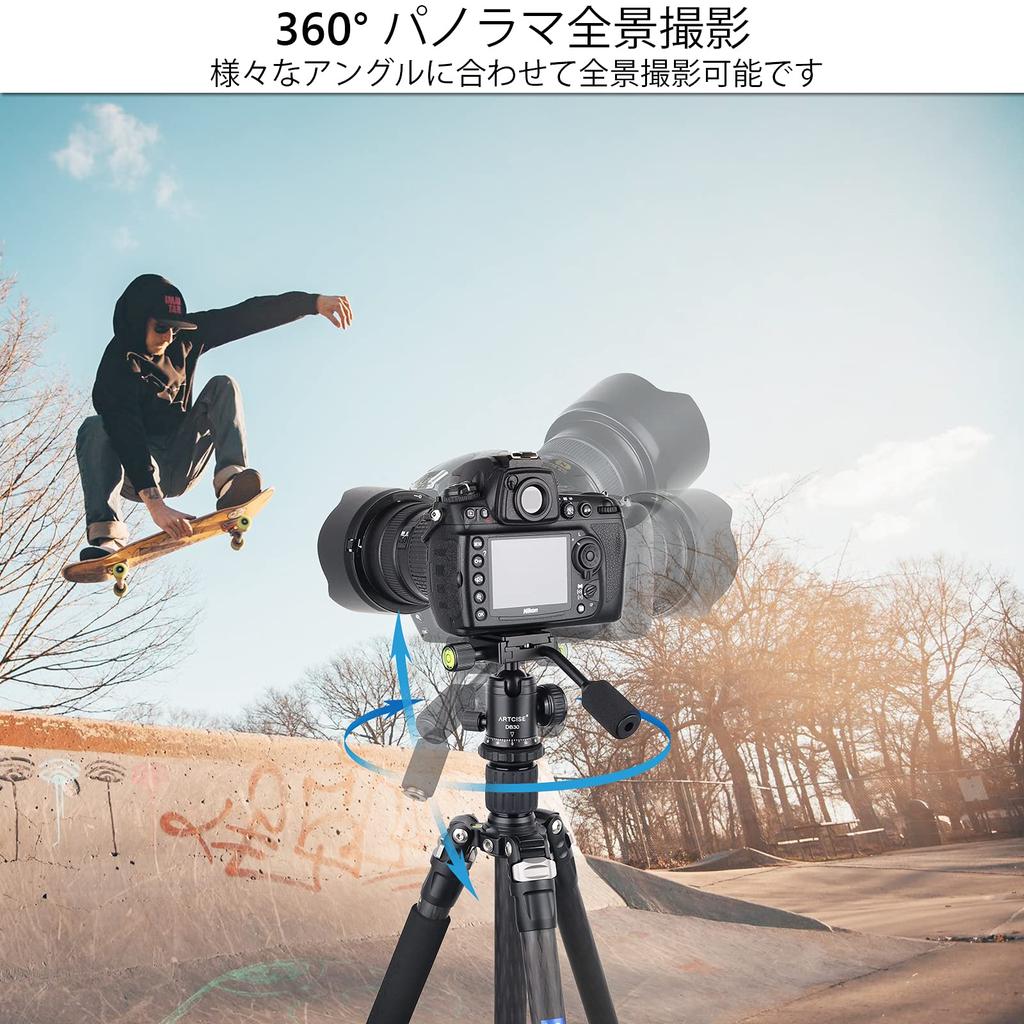 Ball Head with Quick Shoe, Lightweight, Aluminum Alloy, 360 Degree Rotation, Free Head, Handle, Bubble Level, Panoramic Photography, Video Camera,