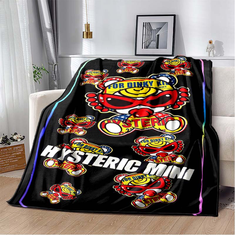 H-Hysteric-s M-Mini Cartoon Art Print Flannel Blanket Ultra Soft Warm Throw For Couch Bedroom Living Room Indoor Home Decor Gift