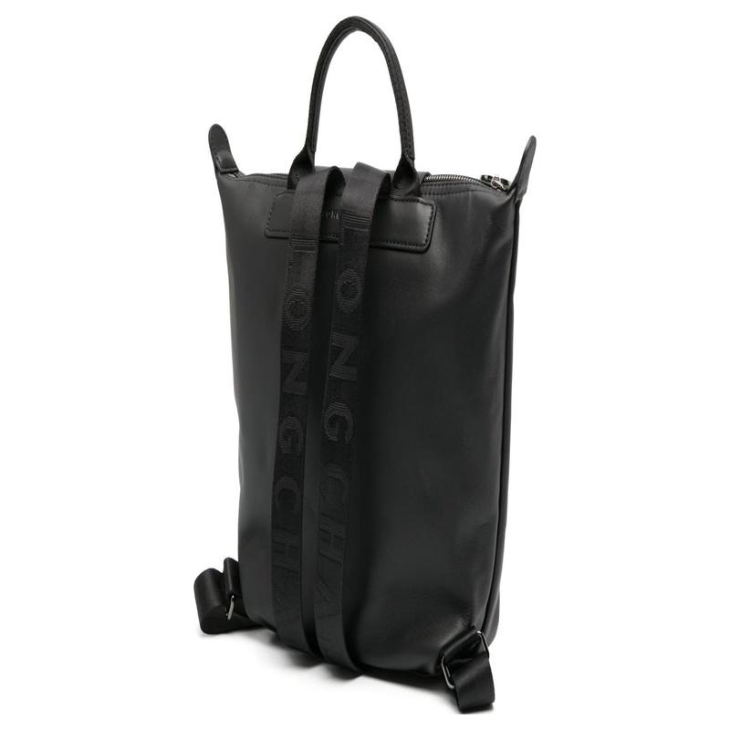 Longchamp Le Pliage Le Pliage 28 snap button zipper closure cow leather backpack backpack small size women's black 10209987001
