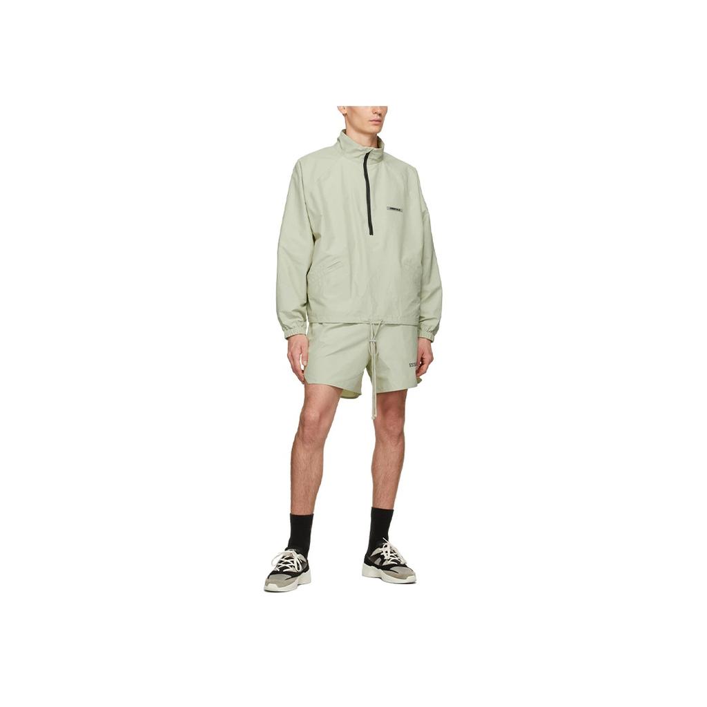 Fear of God Essentials Спортивная куртка с молнией до середины и логотипом на плече, унисекс, цвет шалфей, FOG-FW20-191