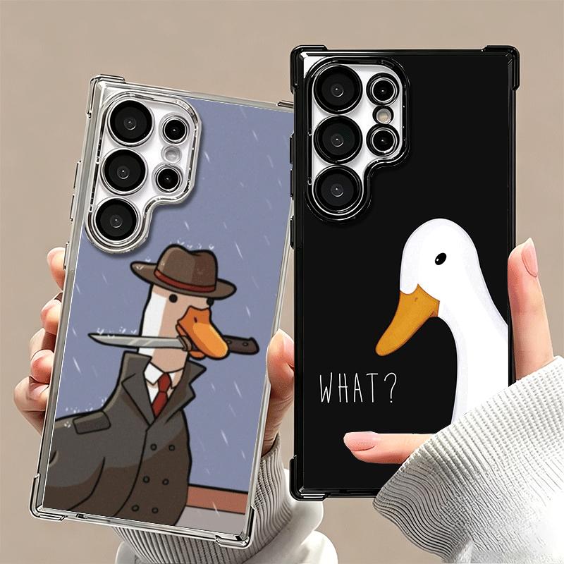 Funny Cartoon Goose Game Plating Phone Case For Samsung Galaxy S24 S25 FE S26 Edge S23 Ultra S22 S21 Plus S20 Anti-Fall Airabag