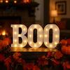 Настенный знак Boo 3 шт. Буквы Хэллоуина со светодиодной подсветкой Внутренний световой короб Милые декорации для дома с привидениями Вверх БУ для дома Кухни Камина