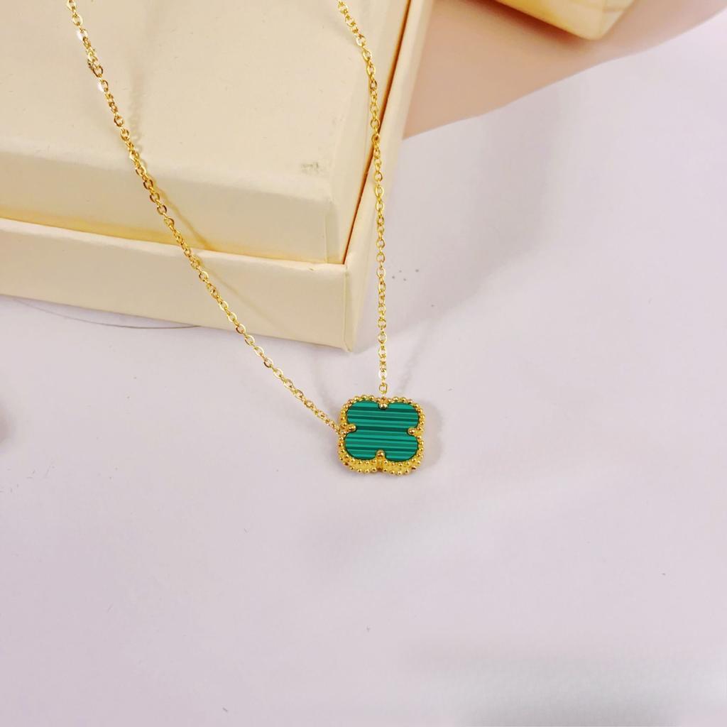 Ожерелье 'Счастливый четырехлистный клевер' 15 мм Двустороннее, не выцветающее, модная бижутерия