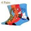 4 пары аниме мужских носков, счастливые забавные длинные носки, модные повседневные носки для косплея, персонализированные креативные женские носки, уличные носки