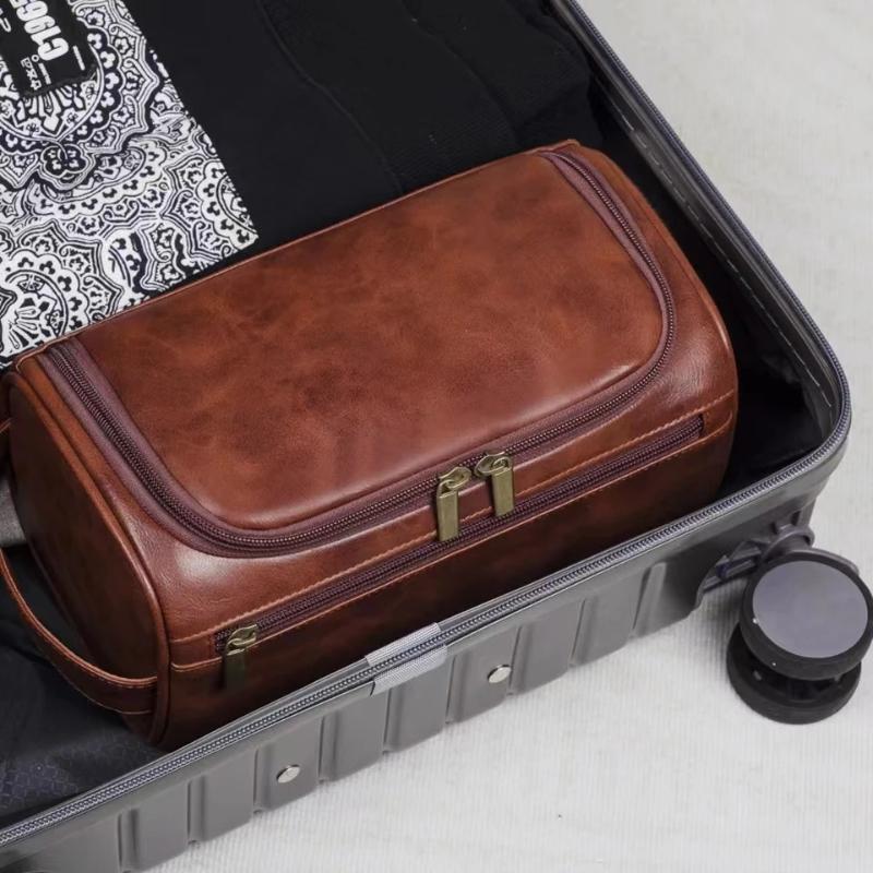 Men Vintage Luxury Toiletry Bag Travel Necessary Business Cosmetic Makeup Cases Male Hanging Storage Wash Bags Portable