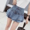 Jupe Vintage Denim Mini Skirts Women Summer Sexy Solid Color Ball Gown Skirts Jeans Female Casual Pocket Slim A-line Mini Skirts Pleated Skirt